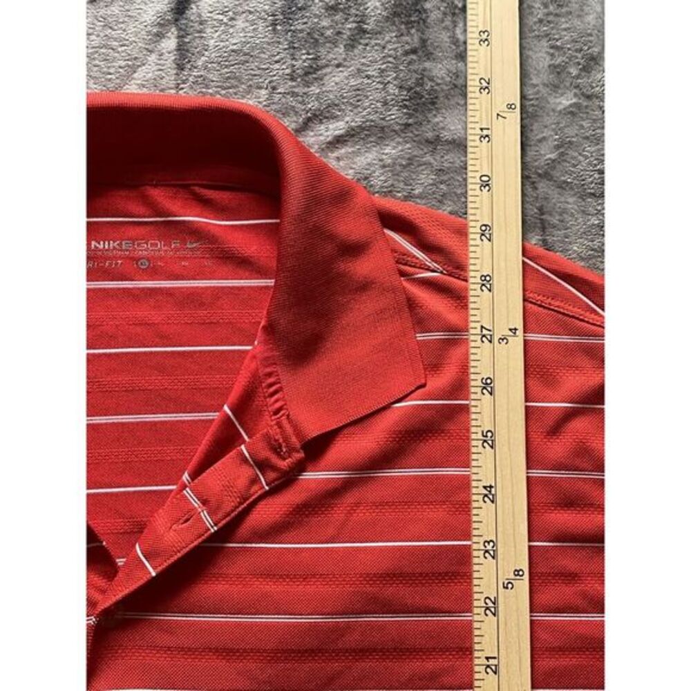 Nike Golf Dri-FIT Mens XL Red White Striped Short Sleeve Polo Shirt Performance - Picture 4 of 6